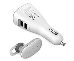 2-in-1 Wireless Earbud Dual USB Car Charger