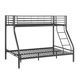 iKayaa Twin-Over-Full Metal Bunk Bed Frame Black