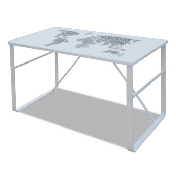 Rectangular Desk with Map Pattern