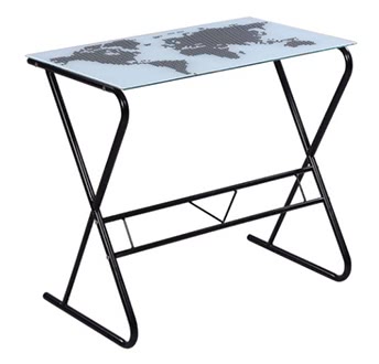 Glass Desk with World Map Pattern