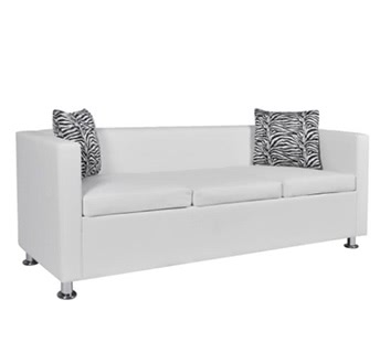 Artificial Leather 3-Seater Sofa White
