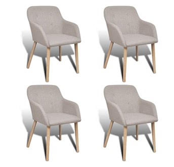 4 pcs Fabric Dining Chair Set with Oak Legs