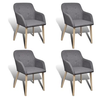 4 pcs Fabric Dining Chair Set with Oak Legs