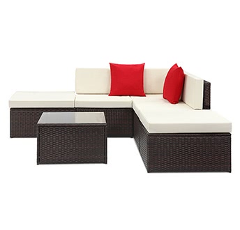 iKayaa 6PCS Rattan Wicker Sectional Sofa Set