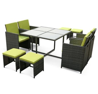 iKayaa 9PCS/8-Seater Garden Table Chair Sofa Set