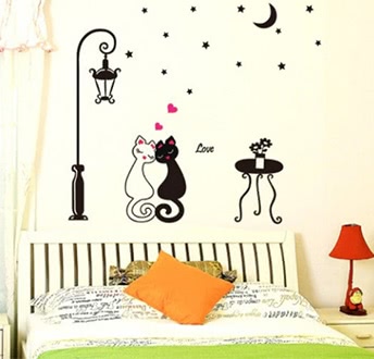 Cute Couples Cats Cartoon Wallpaper