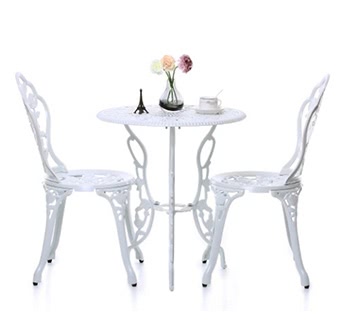 iKayaa 3PCS Iron Aluminum Cafe Table &amp; Chairs Set