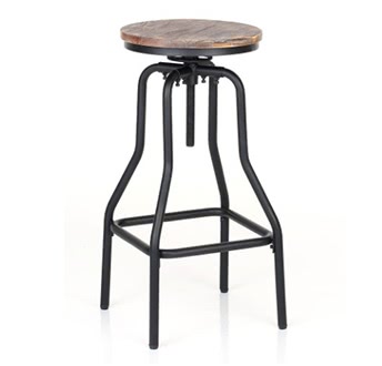 iKayaa Height Adjustable Rustic Bar Stool Dining Chair