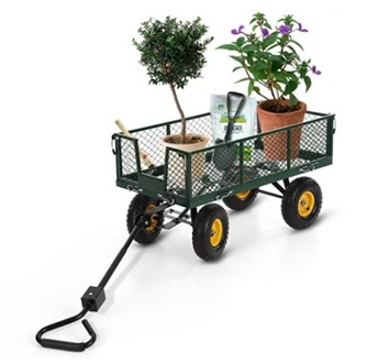 iKayaa Heavy-duty Steel Garden Wagon Trolley Cart