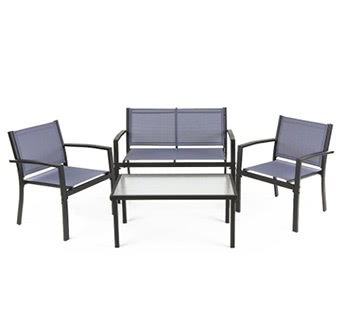 iKayaa 4PCS Outdoor Patio Garden Chairs Table Set