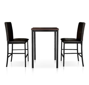 iKayaa Modern 3PCS Pub Bar Table &amp; 2 Chairs Set