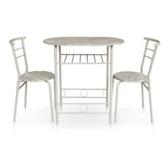 iKayaa Modern Metal Frame 3PCS Breakfast Dining Table Set with 2 Chairs