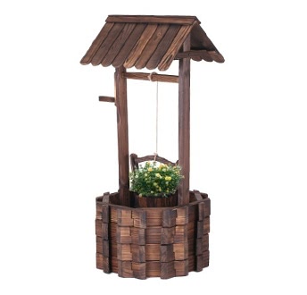 iKayaa Wooden Wishing Well Patio Garden Planter