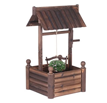 iKayaa Wooden Wishing Well Patio Garden Planter